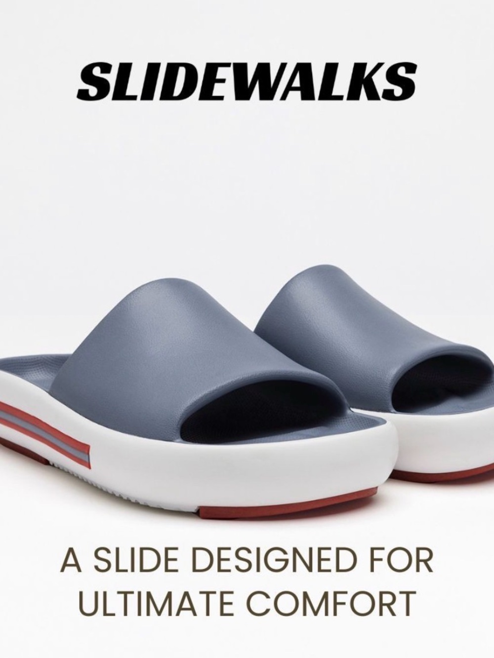 SLIDEWALKS Slate Blue Slide Sandals With Dust Bag Women’s Size 8 NEW
